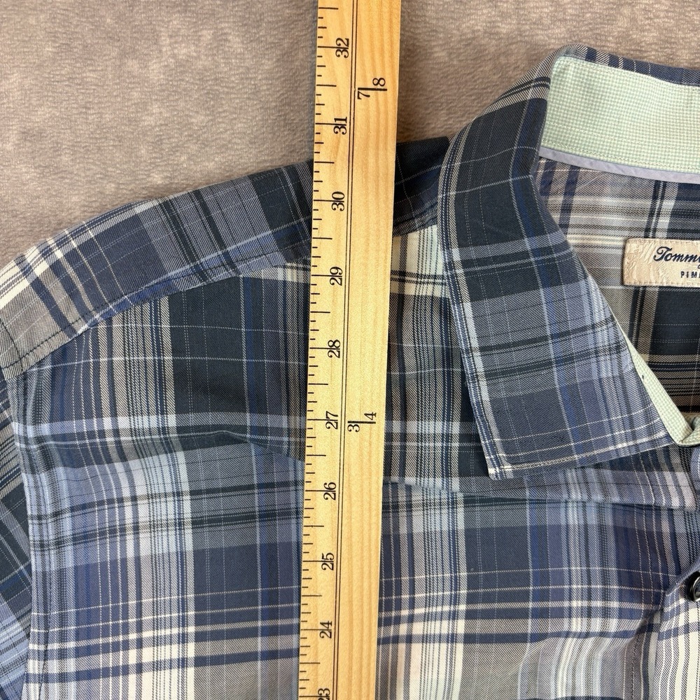 Tommy Bahama Button Up Mens 2XL Blue Zacero Plaid Pima Cotton Hawaiian Preppy - Picture 4 of 7